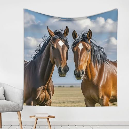 GlbnSHeric Wandteppich, dekoriert Wandteppiche für Wohnzimmer, verliebte Pferde, weiche ästhetische Wanddekoration, Wandteppiche für Schlafsaal, personalisierte Wanddecke, 150 x 150 cm