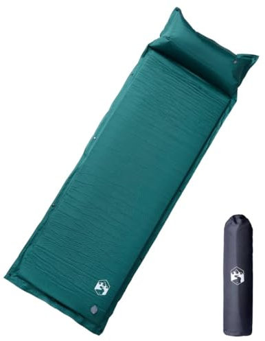 Lauuoeriau Outdoor-Freizeit, Camping & Wandern, Isomatten, selbstaufblasende Campingmatratze mit Kissen, 1 Person, Grün