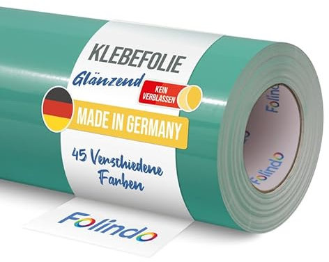 FOLINDO Möbelfolie selbstklebend 621 055 Mint Glanz Vinyl 5m x 126 cm Klebefolie Möbel, Klebefolie Küche, Möbelfolie, Folie für Möbel, Möbelfolie selbstklebende Folie, Küchenfolie selbstklebend