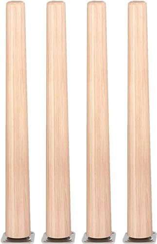 CZAOERXB Möbelbeine, Massivholz, rund, rechtwinklig, Möbelbeine, Ersatz-Tischbeine für Sofa, Fernsehschrank, Esstisch, Holzfarbe, 4 Stück/Holz/70 cm
