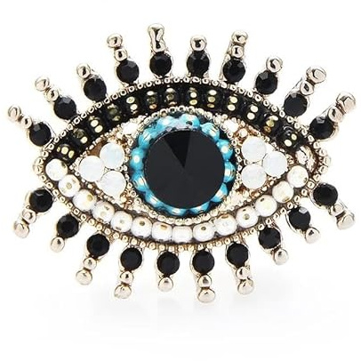 Kleine Strass-Broschen mit schwarzen blauen Augen, Legierung, Kunstperle, Kragennadeln