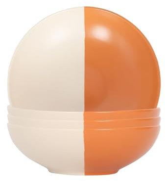 Nicola Spring Stoneware Pasta Bowls - 20.5cm - Burnt Orange - Pack of 4 - Ceramic Two Tone Noodle Bowls Tableware Dishwasher & Microwave Safe Crockery for Dessert, Pasta, Soup, Cereal, Rice