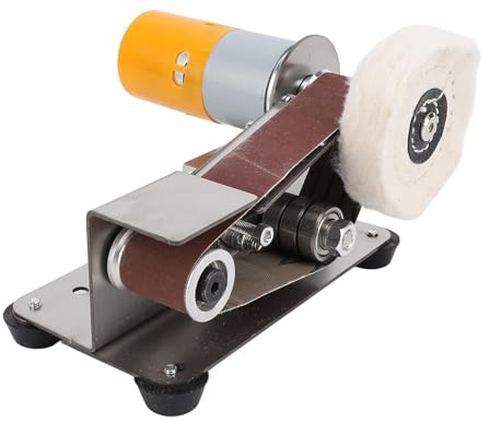 Mini Levigatrice a Nastro, Levigatrice a Nastro Elettrica 15 Gradi 7 velocità Regolabili, Levigatrice a Nastro 775 con Doppia Uscita, per Legno Metallico