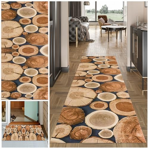 Teppich Läufer Flur Lang, Waschbar Flur Läufer Teppich, Teppichläufer Flur rutschfest Küchenteppich, Flurläufer Lang Korridor Teppich Läufer für Küche, Eingang, Wohnzimmer Schlafzimmer90 x 300 cm