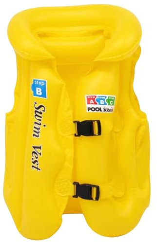Giubbotto salvagente per bambini, giubbotto salvagente gonfiabile in PVC per bambini con protezione per la testa, giubbotti di salvataggio di sicurezza per con doppia fibbia, sa