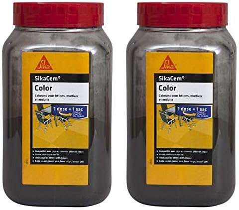 SIKA - Colorant en poudre pour ciment/chaux/plâtre - SikaCem Color Noir - Couleur uniforme - Résistant aux UV - Ne modifie pas le temps de prise des mortiers - Dosage facile - 700g (Lot de 2)