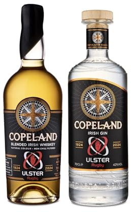 Copeland Distillery Bundle – Ulster Rugby Limited Edition | 1 Blended Irish Whiskey & 1 Irish Gin | 70cl Bottles | Collector’s Gift Set
