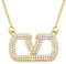 V Halskette Damen Gold, Goldkette Damen mit Cubic Zirkonia Buchstabe V Geometrische, Kette Gold Schmuck, Geschenke für Frauen Geburtstage Valentinstag Jahrestag Weihnachten