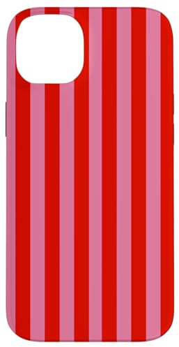 Retro Pink and Red Striped Geometric Stripes Pattern Case for iPhone 14 Plus