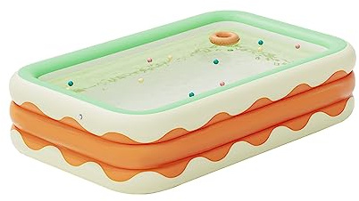 HELEVIA Inflatable Swimming Pool, 3 Layers Foldable PVC Blowing Swimming Pool, One Button Inflation Design with Comfortable Experience, for Indoor Yard Orange (130CM)