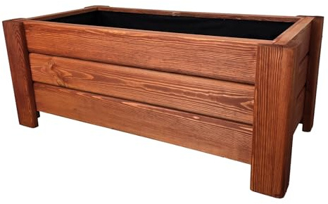 HolzGarden Pflanzkübel Holz Rechteckig 80x32x40 cm Imprägniert Farbe Mahagoni Wetterfest Blumenkasten Blumentopf Groß Außen Balkon Garten Pflanzkasten Outdoor 54l Serie Flora