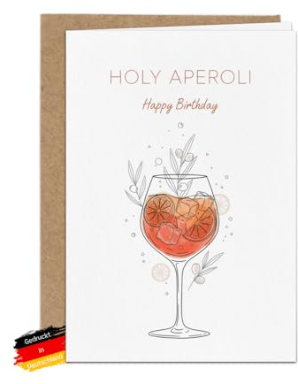 Bartschibär Geburtstagskarte 'Holy Aperoli Flower 3', DIN A6 14,8 x 10,5 cm, Klappkarte mit Umschlag, Handgezeichnetes Aperitif-Motiv, Made in Germany