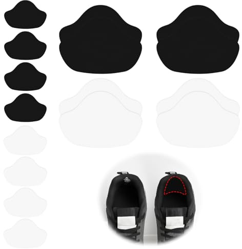 8 Paar Fersenschutz für Schuhe, Schuh Fersen Reparatur Patches, Hackenpolster Schuhe, Selbstklebend zum Schuh Innen Ferse Reparieren, Fersenpolster Sneaker Heel Pads Schwarz & Weiß