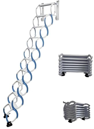 Scala retrattile pieghevole per soppalco, scala a scomparsa a parete, scala telescopica per mansarda resistente con sistema di estrazione, capacità di carico di 300 kg(5 steps 130cm)
