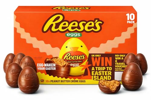 Reese's Peanut Butter Creme Egg Chocolate Filled Eggs Multipack 10 x 34g Perfect For Easter Egg Hunt School Offices Great For Gift Kids Bulk