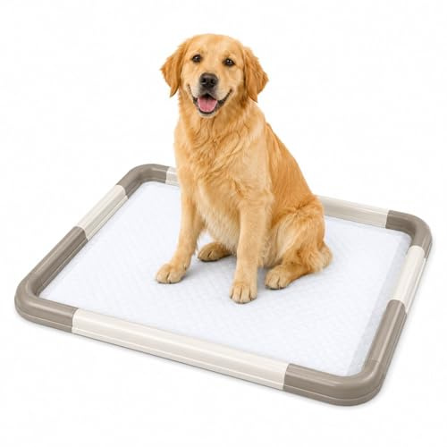 Tappetino Igienico Cani con 10 Traversine Incluse, Vassoio Porta Traversina Modulare Impermeabile Antiscivolo, Misure Regolabili 50x30-60x90 cm, per Addestramento
