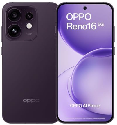OPPO Reno16 5G Smartphone sbloccato 8GB RAM + 512GB Display AMOLED 6.32 120Hz HDR10+, tripla fotocamera 50MP con teleobiettivo, selfie 50MP batteria 6000mAh ricarica 80W IP69K NFC Dual SIM