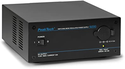 PeakTech P 6230, Spannungswandler/KFZ Netzadapter 230V auf 12V DC, als Adapter und Netzteil für Kühlbox, Wohnwagen, Auto mit 33 A max. über Polklemmen und 10 A max. über Zigarettenanzünder, P 6230