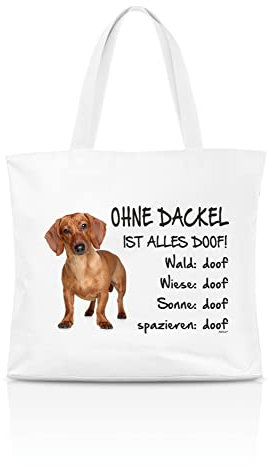 AdriLeo Einkaufstasche Ohne Dackel ist alles doof! (Kurzhaarteckel rot)