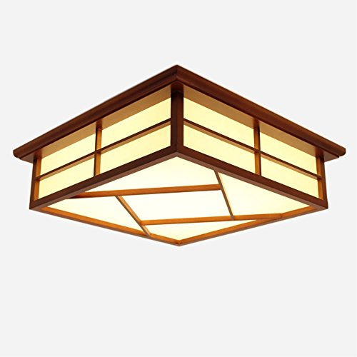 KAIRRY Deckenleuchten Deckenlampe Red Wood Color LED Lamp Massivholz Tatami Lampen Japanische Wohnzimmer Lampen Schlafzimmer Balkon Protokolle Deckenleuchte (Color : Warmes Licht, Größe : 35CM)