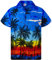 King Kameha Funky Chemise-Hawaienne, Manche-Courte, Beach, Bleu, XL
