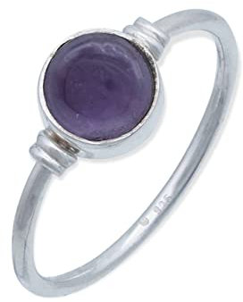 mantraroma Ring Damen Silber 925 mit Stein Amethyst Edelstein lila schlicht modern