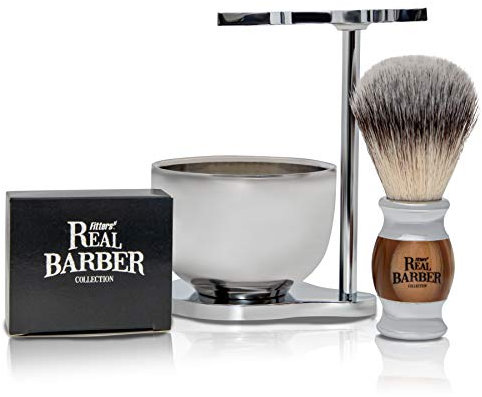 Real Barber Universal Rasierständer mit Schale und Pinsel (vegan) mit Rasierpinselhalter inkl. Rasierseife mit Bioölen ● Rasierer Kit & Pinsel Set