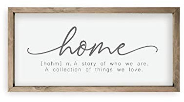 Wandschild aus Holz, gerahmt, Motiv: Home A Story Of Who We Are (22,9 x 45,7 cm)