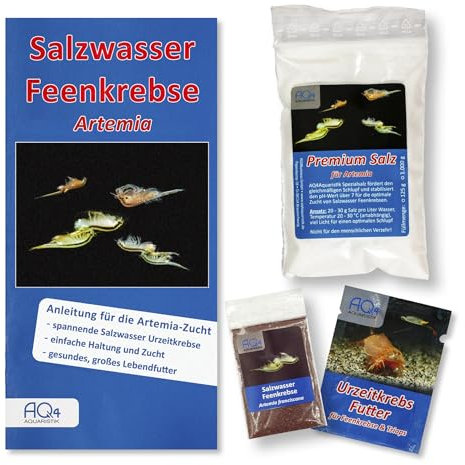 AQ4Aquaristik Artemia-Zucht Set (mittel) für Aquarianer - mehr als 1.000.000 Eier/ca. 2ml - mit Salz, Futter und Anleitung, Artemia franciscana