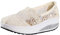 rismart Damen Häkeln Lace Spitze Schlüpfen Keil Turnschuhe Komfort Casual Gehen Schuhe(Beige,37 EU)