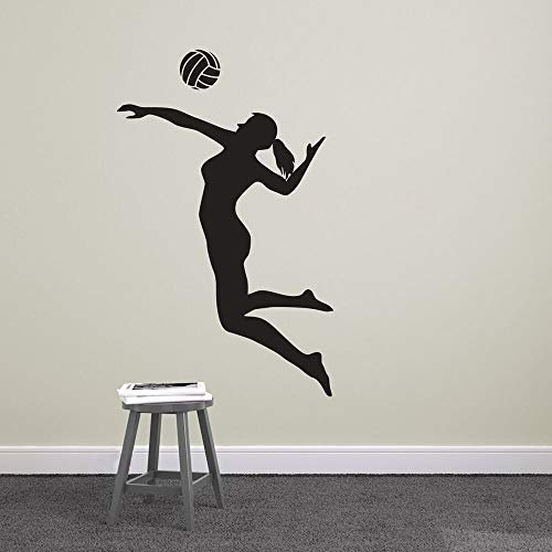 NSRJDSYT Volleyball Wandtattoo Spieler Spiking Silhouette Sporttür Fenster Vinyl Aufkleber Teenager Schlafzimmer Wohnheim Stadion Innendekor 42x61cm