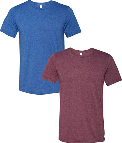 Bella Canvas Unisex Crew Neck Triblend Short Sleeve Tee (2-Pack) 2XL-Royal-Maroon