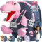 Naturally KIDS Rucksack Kinder m Dinosaurier Spielzeug ab 2 Jahre, Kindergartenrucksack Mädchen, Geschenk Mädchen 3 Jahre, Rosa Dino Kuscheltier