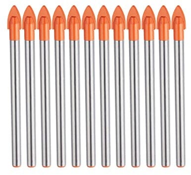 HPMAISON 10 Pièces Foret à Carreaux de Verre de 6 mm, 6mm Pointe en Carbure Tungstene pour Materiaux Durs et Fragiles pour Forage Carrelage, Verre, Ceramique, Marbre, Miroir, Plastique et Bois