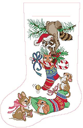 Awesocrafts Kreuzstich Stickpackungen, Weihnachten Strümpfe Bilder Vorlagen Stickerei Set Zählmuster