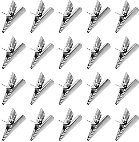 HEMOTON Lot de 50 pinces crocodiles en fer pour décoration de sapin de Noël Argenté. 3X1CM ME42H08AB11ZZWX