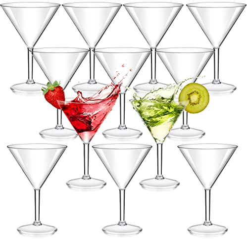 Patelai Plastic Martini Glasses 10 oz Clear Reusable Cocktail Dessert Parfait Glasses Unbreakable Martini Cups Drinkware for Appetizer Home Bar Wedding Party Supply Bowl Wine Ice Cream(12 Pcs)
