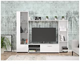 PILVI Meuble TV - Blanc mat - L 220,4 x P41,3 x H177,5 cm