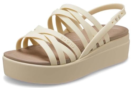Crocs Femme Brooklyn Strappy Low Wedge Sandales, Bone, 39/40 EU