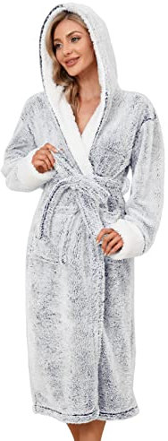 UMIPUBO Accappatoio Donna Vestaglia Donna Invernale Pile Morbido Accappatoio con Cappuccio Pyjama Kimono Camice da Notte con 2 tasche, Morbido Loungewear Vestaglia da Camera (Blu navy, XL)