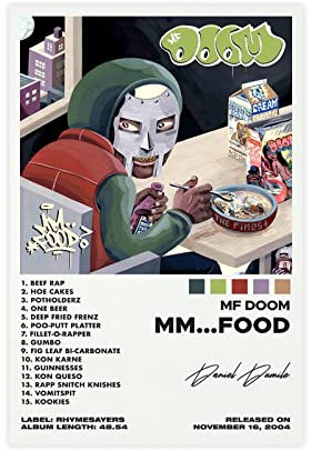 MF Doom Poster MM Food Album Cover Poster Leinwand Poster Schlafzimmer Dekor Sport Landschaft Büro Raum Dekor Geschenk Unframe Stil 20 x 30 cm