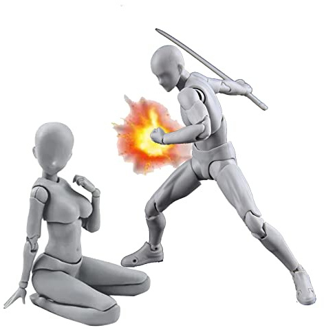 gnallang Action Figures PVC Model (Grey Color) with Box Drawing Figure Models for Artists(Female+Male)