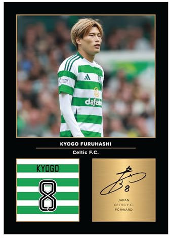 Icons Wall Art Kyogo Furuhashi Signed A4 Printed Photo Picture Display Gift For Glasgow Celtic Fans Digitally Reproduced Signature Unframed