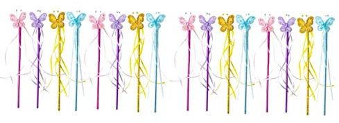 Toyvian 16pcs Creative Butterfly Fairy Wand Princess Accessories for Girls Photo Prop Delicate Masquerade Party Supplies