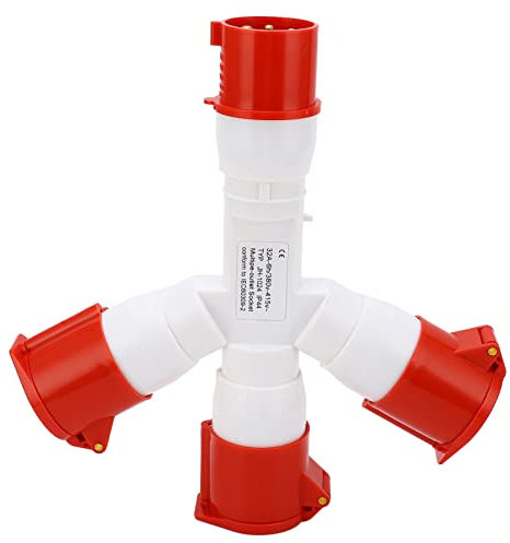 Enchufe de Sitio Industrial 2P N E Enchufe Industrial 1 Entrada 3 Salidas Conector Eléctrico de Alimentación de Enchufes Múltiples de 4 Pines 32A 380‑415V