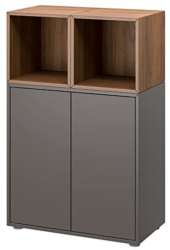 IKEA EKET Schrankkombination mit Füßen, 70x35x107 cm, Dunkelgrau/Walnuss-Optik