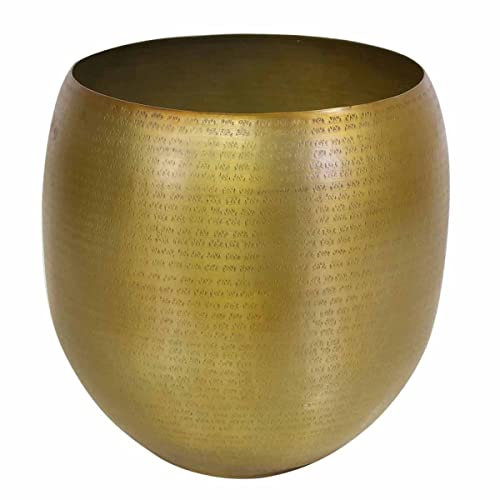 Casa Moro Blumentopf Vega Gold L 36x36 cm rund Aluminium Hammerschlag Luxus Metall Übertopf Boho Pflanzkübel Designer Blumen-Kübel ABK702