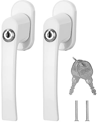 2 Stück Abschließbare Fenstergriff, Stiftlänge 35mm, Fenstersicherung Kinder, Kindersicherung Fenster, Fensterschloss Weiß, Fenster Kindersicherung, Gleichschließend Windows Balkontürgriff