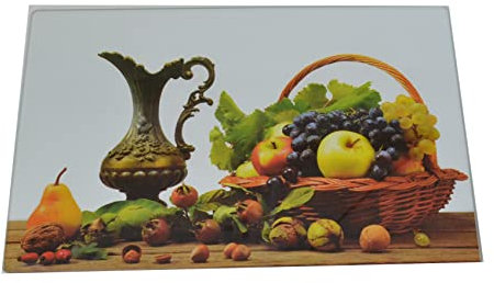 UVAS (20cm x 30cm) Tabla de cortar de vidrio, diseño de frutero, tabla de cocina universal, Fruita