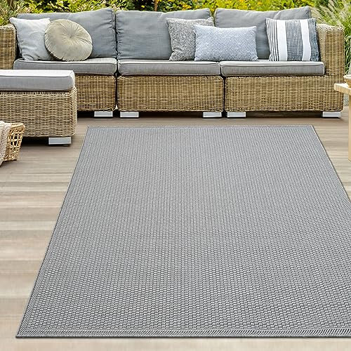 Teppich-Traum Teppich Outdoor Indoor wetterfest 200 x 280 cm wasserabweisend pflegeleicht robust modern einfarbig grau